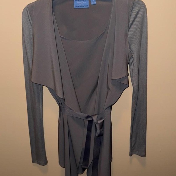 Tops - Simply Vera Vera Wang Women's Faux Layered Drape Front Top XS Gray Long Sleeve